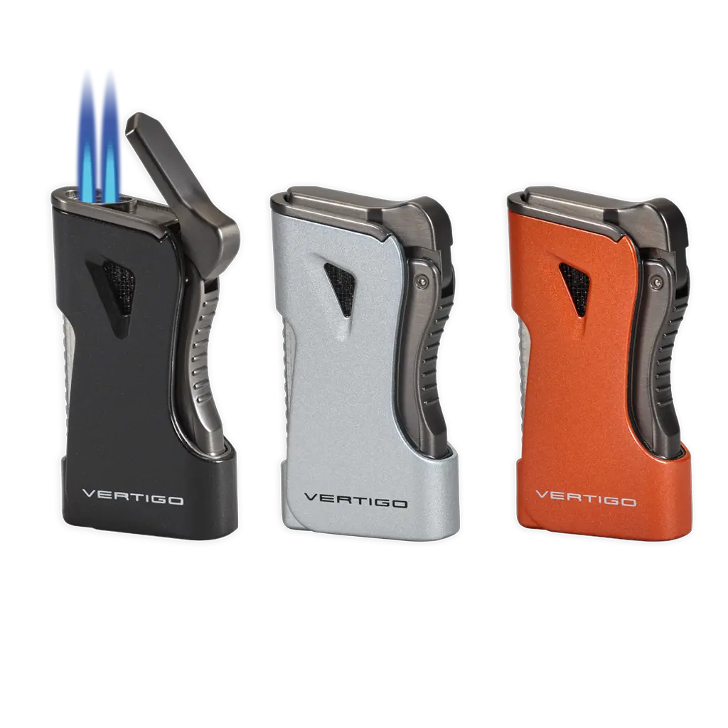 Vertigo Nitro Double Torch Lighter with Punch - Powerful Wind-Resistant Twin Flames, Compact Design, All-Metal Housing, Easy to Carry
