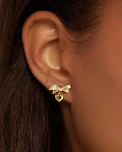 Dearmay Bow Earrings Gold Necklace for Women Bow Necklace Jewelry with Bow Designs Adjustable length Waterproof Elegant Jewelry Gifts for Girls