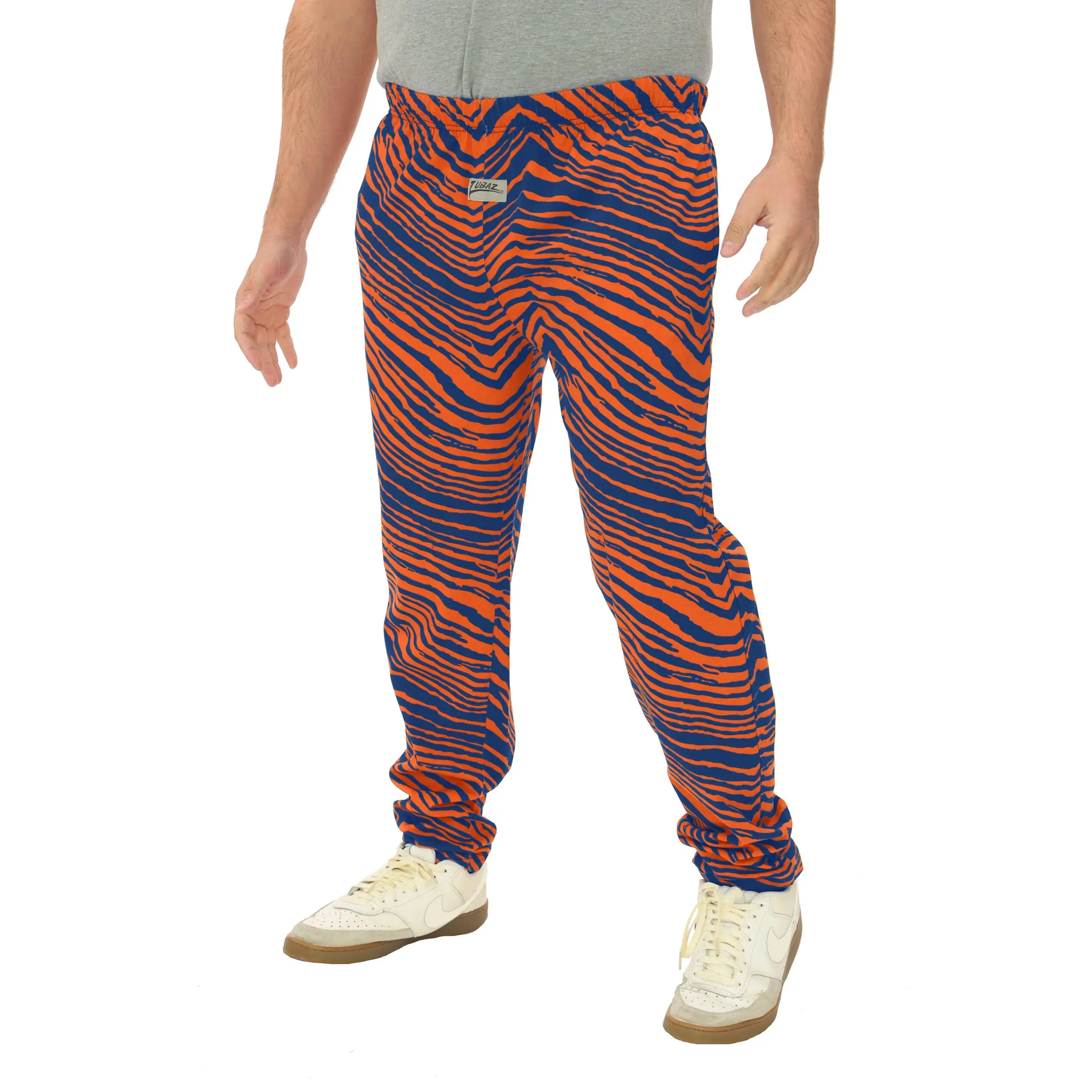 Zubaz Adult Unisex Z88 2 Color Zebra Pants, ROYAL/ORANGE