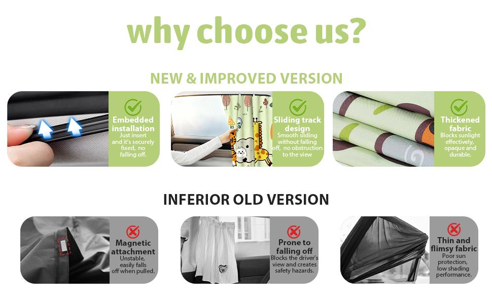 2 Pcs/ 4 Pcs Car Side Window Shades,Car Window Covers,Privacy Curtains,Block Light, Insulate Against Heat, and Shield Against Ultraviolet Rays,Easy Installation for Any Household Vehicle