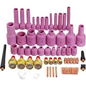 TIG Gas Lens Collet Bodies Large Diameter Alumina Nozzle Cups 45V 13N 796F 53N TIG Back Cap 41V Series Size kit for DB SR WP 9 20 25 TIG 63pcs