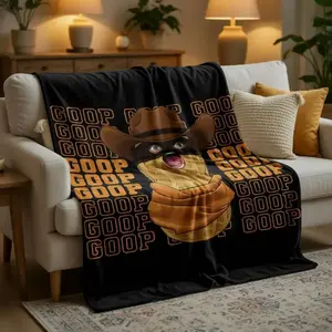 Goop Goop Cowboy Peanut Viral Meme Black Background Print Flannel Blanket Cooling Blanket Homegoods Soft Cozy For Bedroom Living Room Sofa For Meme Lovers Western Fans Perfect Gift