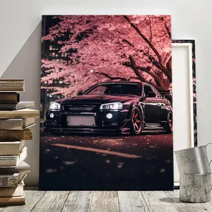 Car Printing with Wooden Frame, Modern Sports Car Pattern Wall Art, Wall Decor for Home Living Room Bedroom Office, Ornaments, Modern Cool Design, Modern Home Decoration