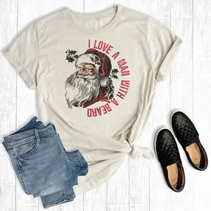 I Love A Man with A Beard Santa t-shirt