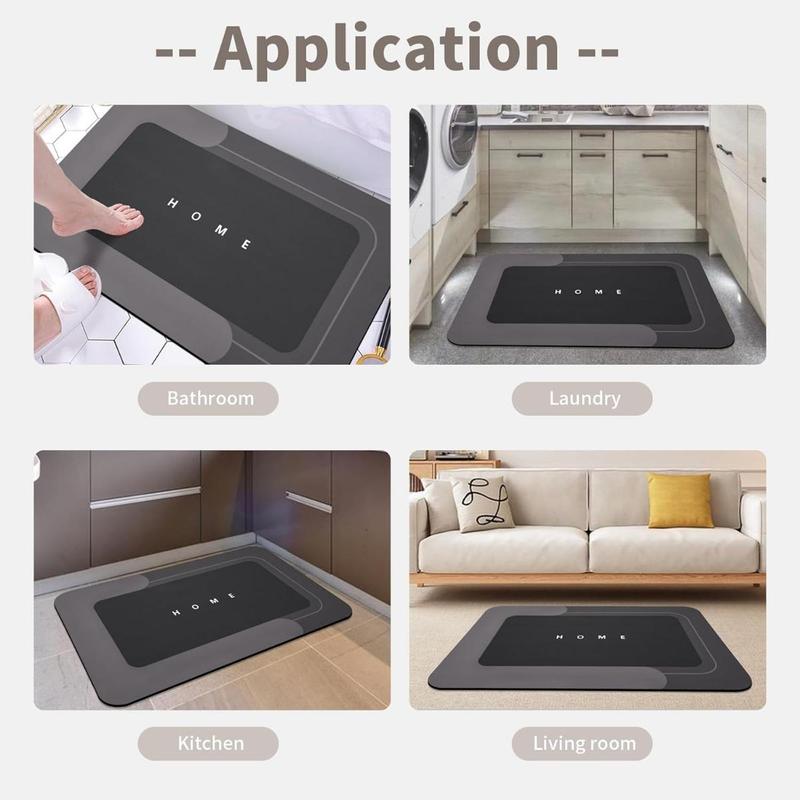 3PCS Absorbent Bath Mat Magic Rug Sets - Quick Drying Non-Slip Rubber Backed Black Mats (16.9''x23.6''+19.7''x23.6''+19.7''x31.9'') for Bathroom Kitchen, Floor Mat