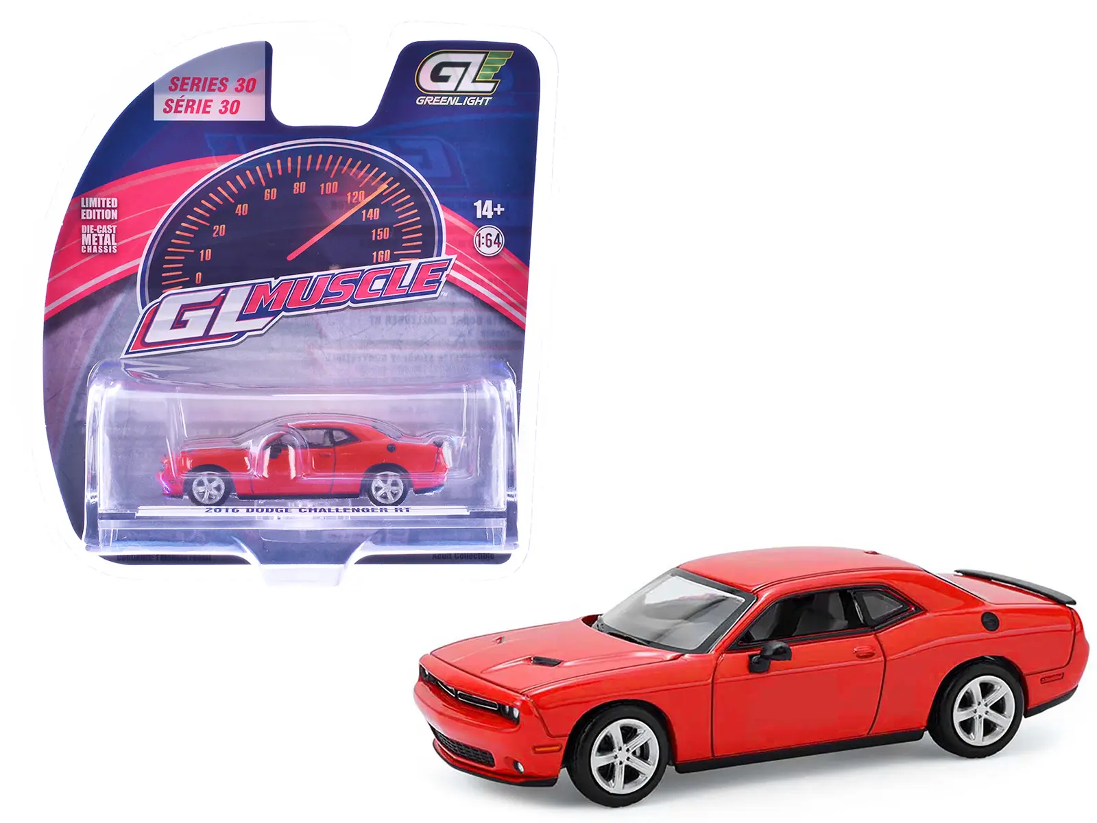 2016 Dodge Challenger RT Torred "GreenLight Muscle" Series 30 1/64 Diecast Model Cars by Greenlight