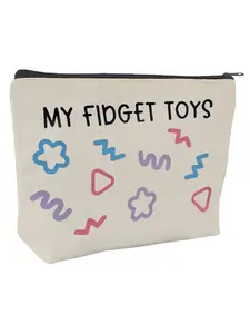 Bright My Fidget Toys Storage Travel Bag, Travel organization pouch, Makeup organizer pouch, with a Feel Anxious theme, for gadgets, supplies, durable zipper closure, travel accessories, Christmas gifts