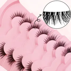 Half Eye Fluffy False Eyelashes, 7 Pairs Wispy Faux Cluster Lashes, Natural Curling Eye Makeup Strip Lashes, Full Volume Eyelash for Lashes Extensions, Eyelash Clusters