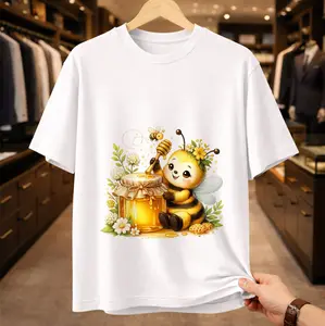Kawaii Honey Bee Graphic T-Shirt | Cute Bumble Bee & Honey Jar Floral Tee | Aesthetic Cottagecore Nature Lover Top | Unisex White Short Sleeve Shirt