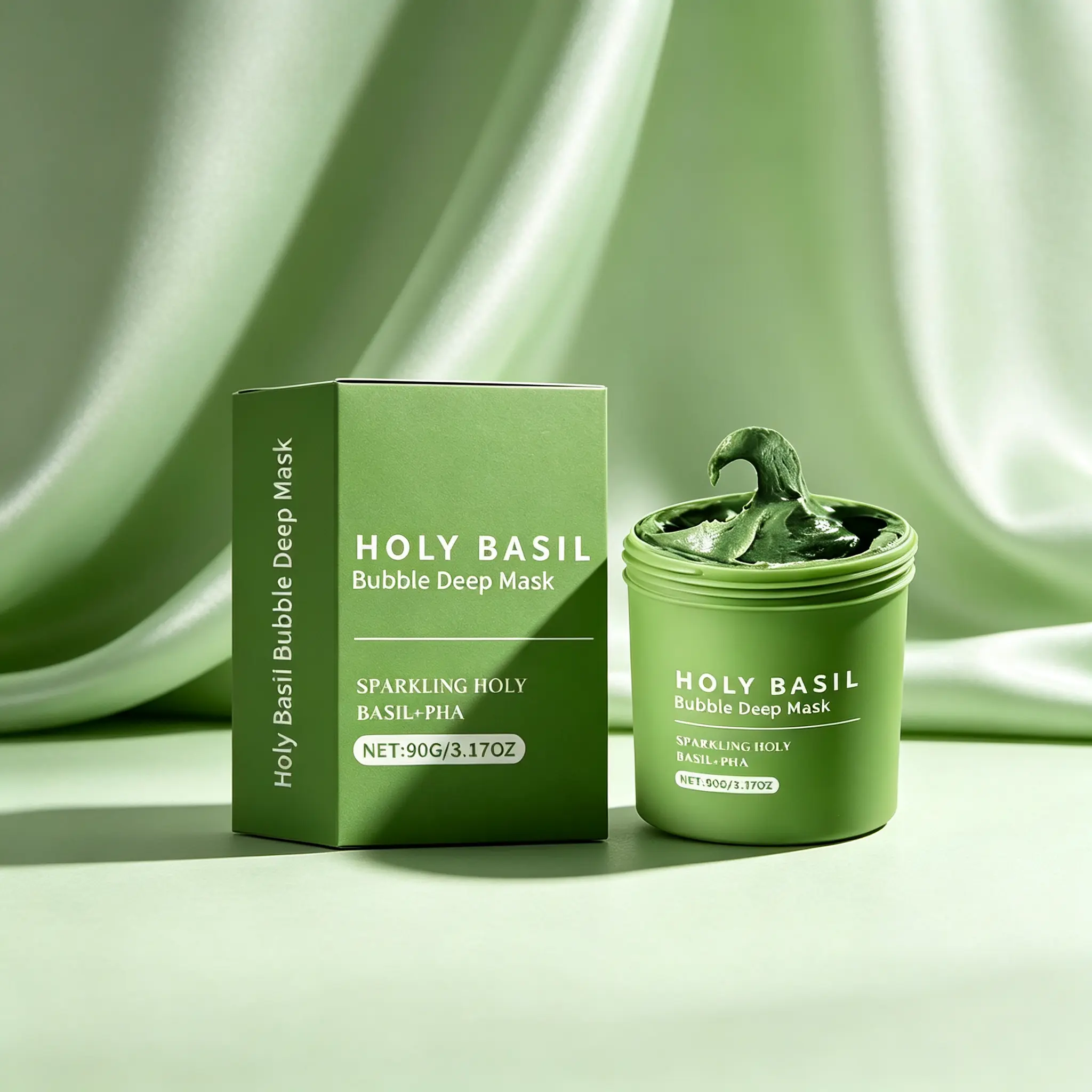 Foam Bubble Deep Face Mask with Holy Basil & PHA - Gentle, Radiant Skin Renewal, Smoother Texture, 90g/3.17oz, All Skin, All Skin Types, Pha+Herbals