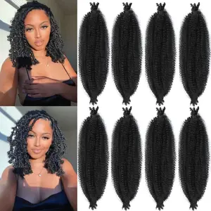 Marley Twist Braiding Hair 8 Packs 18 Inch Pre-Separated Springy Afro Twist Hair Suitable for Damaged Soft Locs Synthetic (18 inches, 1B) Spring Twist Crochet Hair for Black Women Cuban