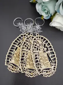US LUOKASI 12pcs Lady Guadalupe Wooden Key Chains Perfect For Baptism | Baby Shower | Wedding | Mother's Day | Party Gift Recuerdos De Bautizo