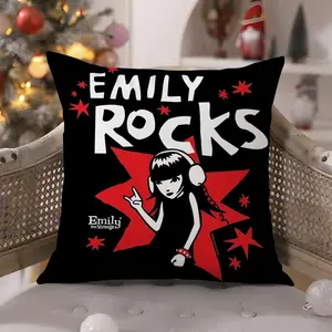 Classic Anime Comics Emily The Strange Cushion Cover Double-Sided Printed Soft Short Plush Sofa Cushion Covers | Polyester & Breathable, Invisible Zipper, Mite-Resistant, Durable | Ideal for Sofa, Bedroom, Car & Kids Gift