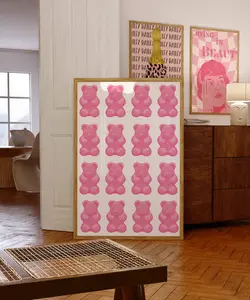 Pink Gummy Bear Preppy Room Decor|Gummy Bear Print|Girly Bathroom Decor|Funky Maximalist Home Decor|Girly Bathroom Decor|Candy Themed Decor