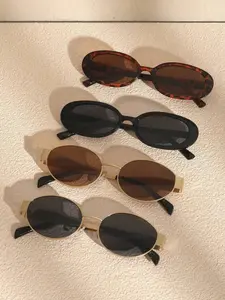 Vintage Oval Fashion Stylish Glasses Metal Plastic Full Frame Design, Lightweight Trendy Unisex Eyewear for Party Street Style Beach Travel Vintage Sunglasses