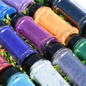 Metallic Fine Glitter Powder Set 16 Bottles per Set    for Nail Art Resin Crafts and DIY Slime 2 Ounces per Bottle Sparkling Metallic Finish