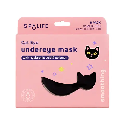 SpaLife Smoothing Cat Eye Patches | Boo Basket Ideas | Halloween Gifts for Girlfriend | For Dry Skin, Fine Lines, Puffy Eyes and Wrinkles | Hydrogel Eye Patches with Hyaluronic Acid and Ceramides |  2 Boxes - 12 Pairs of Cat Eye Mask