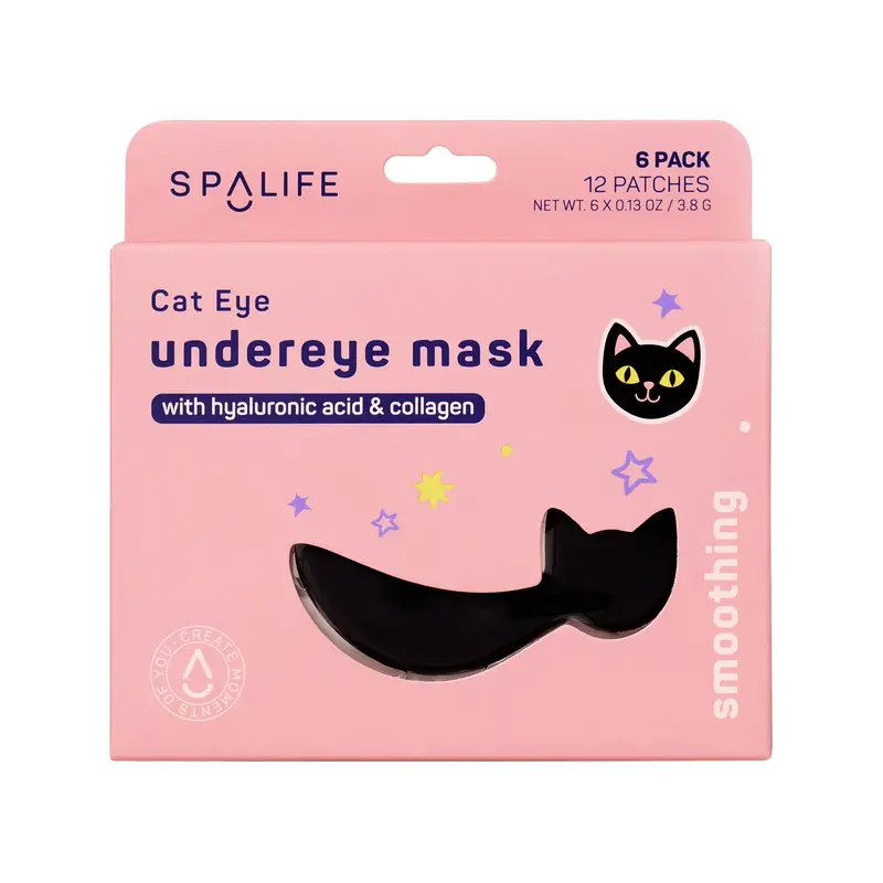SpaLife Smoothing Cat Eye Patches | Boo Basket Ideas | Halloween Gifts for Girlfriend | For Dry Skin, Fine Lines, Puffy Eyes and Wrinkles | Hydrogel Eye Patches with Hyaluronic Acid and Ceramides |  2 Boxes - 12 Pairs of Cat Eye Mask