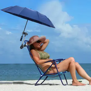 Beach Chair Umbrella with Clamp Clip on Umbrellas for Chair 42 Inches Adjustable Sun Umbrella for Camping Outdoor Chair UPF 50+ Folding Umbrella for Travel Plant Shade Wheelchair
