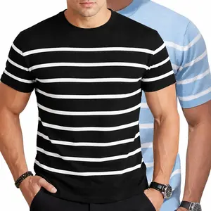 #SummerVibes 2026 Retro Vintage Style Knitted Crew Neck Short Sleeve T-Shirt Unisex Summer Casual Striped Elegant Basic Fashion Top, Shortsleeve, Stylish,summervibes