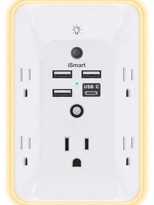 Outlet Extender with Night Light,  Multi Plug Outlet, USB Wall Charger Surge Protector 4 USB Ports(1 USB C), Power Strip Electrical Outlet Splitter Expander for Home Office Dorm Room, ETL