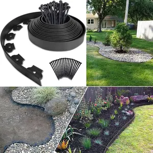 WOWCASE 2 Inch Garden Edging Kit, Bonus Spiral Spikes, Black Plastic Lawn Edging for Landscaping, Lawn, Yard, Flower Gardens Border Springtok Landscape Gardening Durable Outdoor Living Hardscaping Installation Outdoorfun
