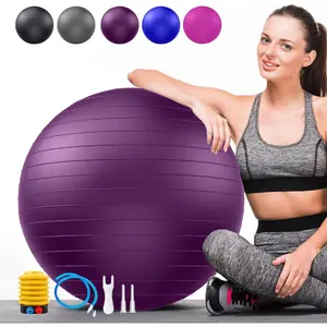 Soft Exercise ball, Anti-Burst Yoga Ball Chair Supports 2200lbs, Stability Swiss Ball w/ Pump for Pregnancy Birthing, Excersize, Workout, Fitness, Balance, Gym, Physio, Abs (Office & Home & School)