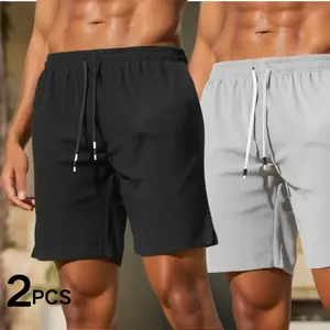 Men’s Textured Drawstring Shorts, 2-Pack, Available in Multiple Colors, Loose Casual Bermuda Style