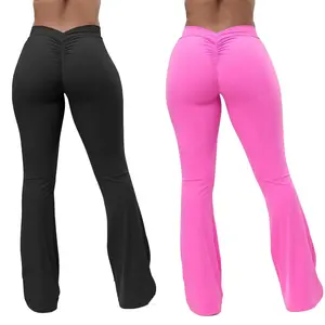 Women's Flare Leggings High Waisted Butt Lifting Yoga Pants Solid Flare Athletic Bottoms for Gym Outfits