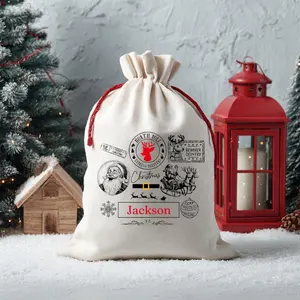 North Pole Express Delivery Sack Personalized Santa Reindeer Gift Bag Christmas Sack
