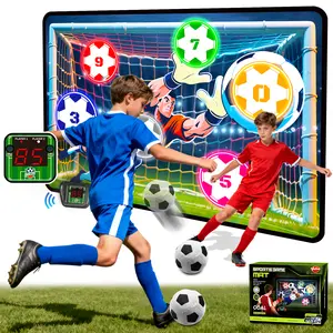 VATOS Electronic Scoring Soccer Toy Game Set for Kids, Indoor Outdoor Soccer Training Target with Real-Time Scoring, 2 Modes, Fabric Goal and 2 Soft Balls, Fun Sport Birthday Ages 3+