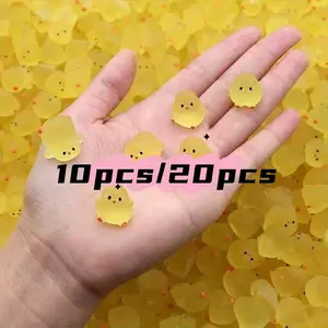 10/20 Night Glow In The Dark Mini Chicken Statue, Cute Resin Animal Sculptures Micro Landscape Decor, Fairy Garden Home Car DIY Crafts, Beak Chick Sculpture