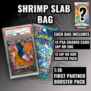 Official TCG Shrimp Graded Slab Bag - Includes 1 Slab ENG OR JAP, 1 JAP or KOR Play Booster Pack