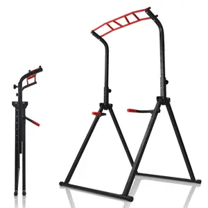 Multi-Functional Fitness Station Foldable Power Tower Home Gym Strength Training Equipment with Adjustable Bench Press & Leg Trainer