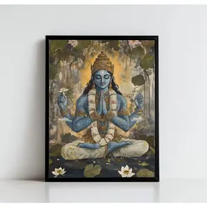 Vishnu Art, Hindu God Wall Art, VISHNU, Indian God, lord Narayana,Digital Print of Vishnu24x36inch(60x90cm) Unframe Canvas Poster Decor Room Artistic Ornaments Photo Decoration