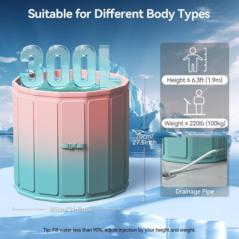 Portable Foldable Ice Bath Tub, Large Size 77 Gal, Fast Muscle Recovery, Home Outdoors Gyms, Quick Opening without Installation, No Water Leakage (Ice/Hot Universal) japanese soaker tub Portable Foldable Ice Bath Tub, Large Size 77 Gal, Fast Muscle Recovery, Home Outdoors Gyms, Quick Opening without Installation, No Water Leakage (Ice/Hot Universal) japanese soaker tub