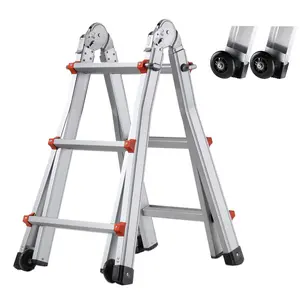 VEVOR Telescoping Ladder A Frame, 9.5 FT Compact Aluminum Extension Ladder, Multi-Function Portable Collapsible RV Ladder, Telescopic Ladder for Homework Stairs Indoor Outdoor Roof, 330lb Load
