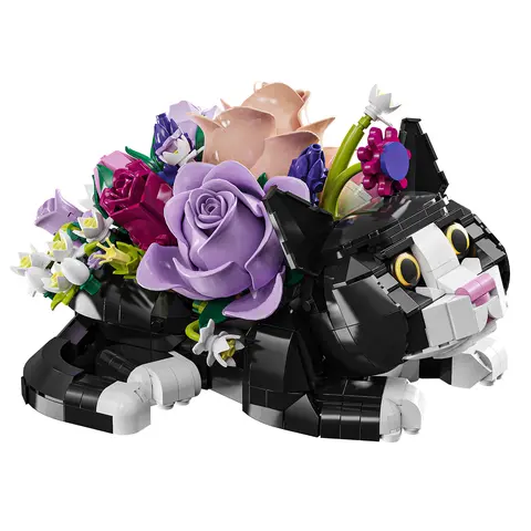 HEGOAI 833-Piece Unisex Cute Cat Bouquet Building Block Sets, Plastic Bricks STEM & Learn DIY Brick Art Kit, Ideal Home Decoration & Birthday Gift for 6–8 Age Children Craft Ideas