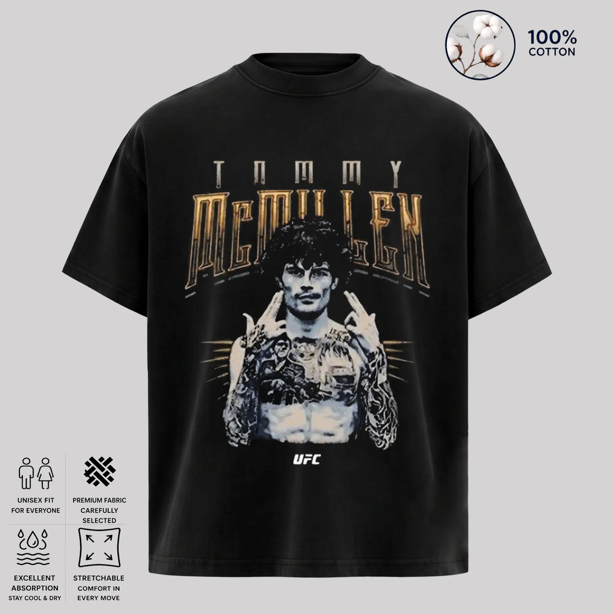 Tommy Mcmillen UFC Tattooed Fighter Pose T-Shirt, Vintage Boxing Fighter Graphic Tee, Unisex Heavy Cotton Shirt, Fight Night Apparel, Gift for Boxing Fans