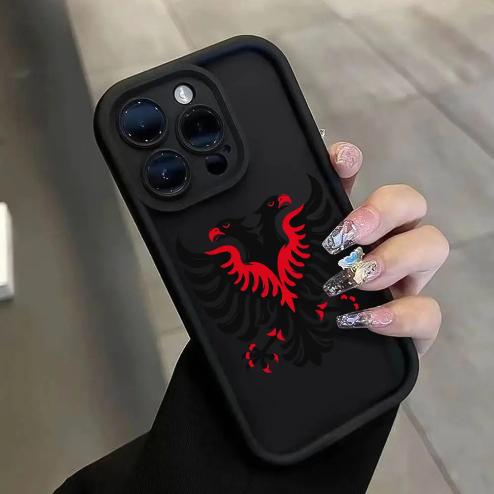 TPU Shockproof Smartphone Case with Anti-Slip Grip, Dirt Resistance, Full Coverage, Double Eagle Brave Victory Badge, Ladder Lens Protection, Raised Edges & Black Back Cover for iPhone 17,16,16e,15,14,13,12 Mini,11 Pro Max,X,Plus