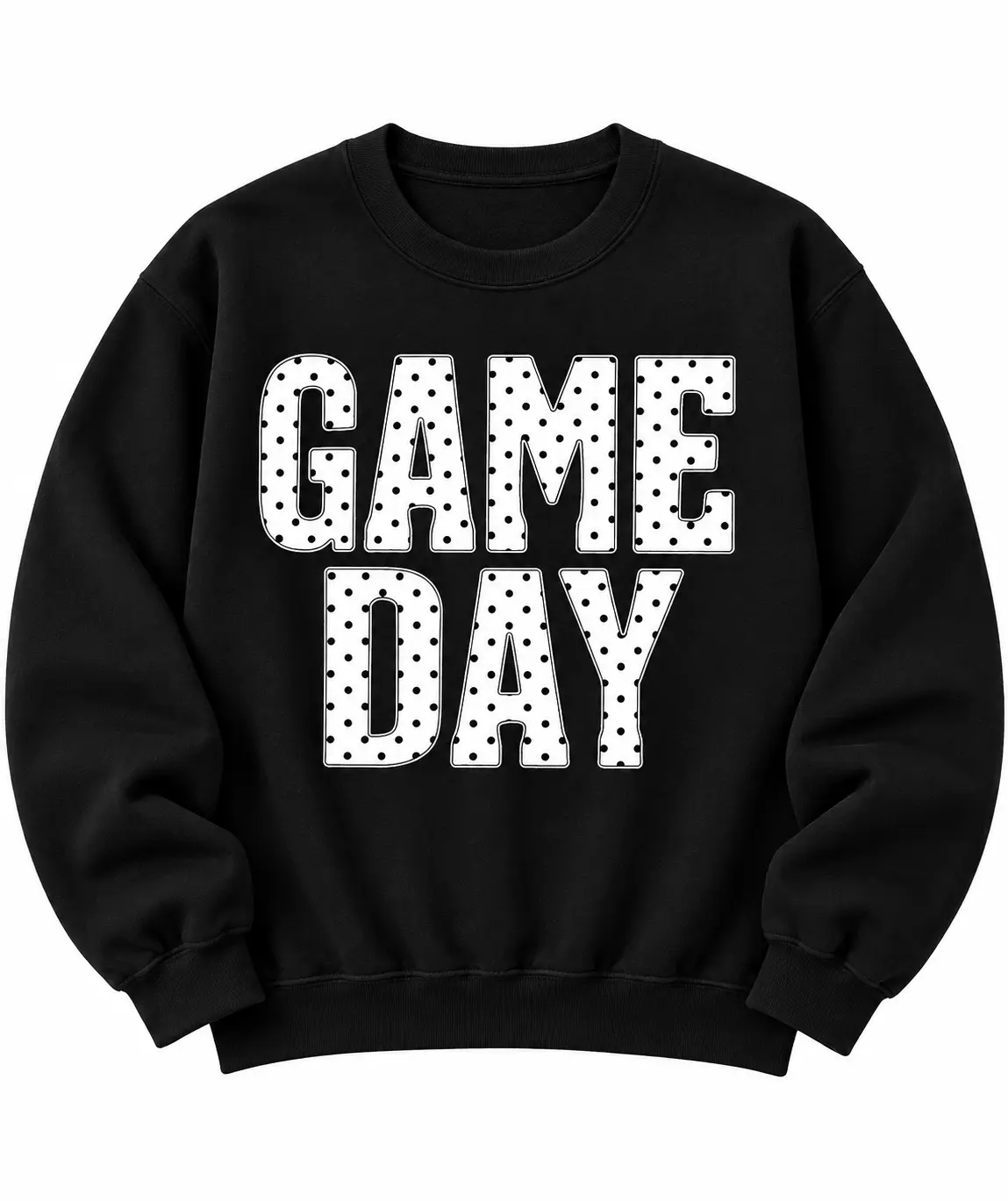 Game Day Sweatshirt for Women, Polka Dot Letter Crewneck, Football Season Pullover, Dark Chocolate Brown Sweatshirt, Casual Oversized Fall Top, Game Day Outfit, Cozy Sports Fan Gift, Weekend Wear Womenswear Apparel