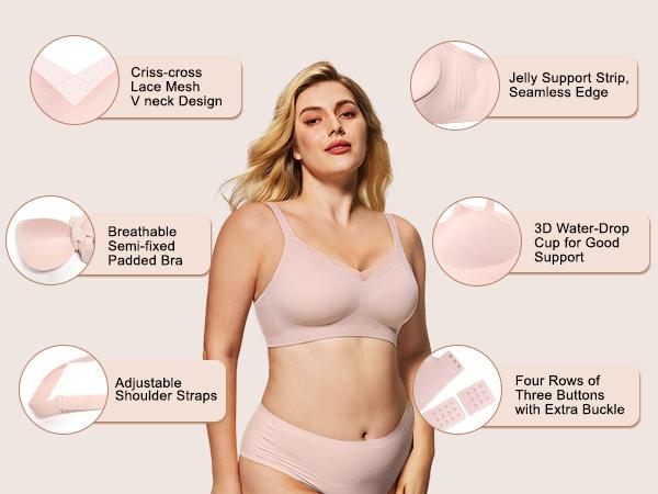 (Size up recommended) AsFairy Women's Seamless Wireless Bra Full Coverage Push Up No Underwire Tshirt Comfortable Womenwear Everyday Jelly Underwear Bras Machine Washable U-back & Crisscross Back Semi-fixed Pads (Size up recommended) AsFairy Women's Seamless Wireless Bra Full Coverage Push Up No Underwire Tshirt Comfortable Womenwear Everyday Jelly Underwear Bras Machine Washable U-back & Crisscross Back Semi-fixed Pads