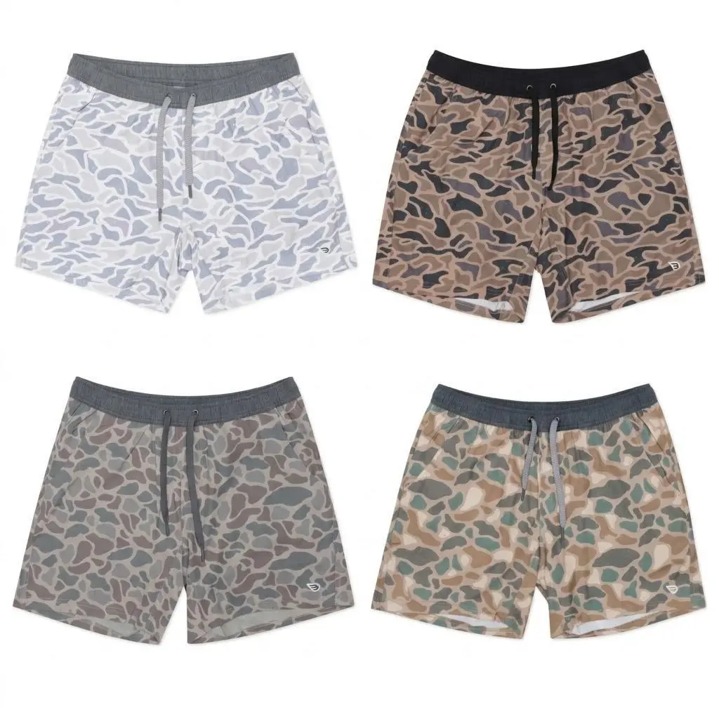 Camo Workout Shorts for Men, Deer Hunting Athletic Shorts, Quick Dry Running Shorts with Inner Liner, Fitness Gear