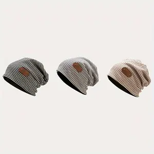 Striped Cold Cap Unisex Autumn Thin Beanie Cool Street Style Sweet and Stylish Pullover Hat for Men and Women