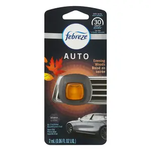 Febreze Car Vent Clip Evening Woods Scent Car Air Freshener and Odor Eliminator 0.06Oz (2ml)