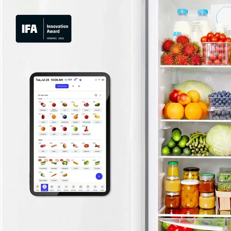 Everblog 13.4 Inch AI Smart Digital Calendar for Fridge, Magnetic Cordless Family Planner with Food Expiration Alerts, Recipe Ideas, Shopping List and Mobile App