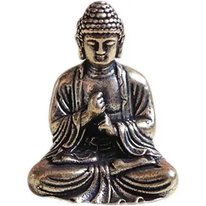 Mini Small Meditation Buddha Statue Hand Painted Yoga Figurine Collectible Craft Feng Shui Sculpture Decor for  Office Shelf Desktop Products