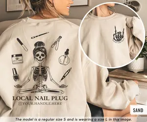 Custom Nail Artist Sweatshirt, Local Nail Plug Crewneck, Halloween Nail Tech Sweater, Nail Artist Gift, Nail Tech Hoodie, Custom Instagram
