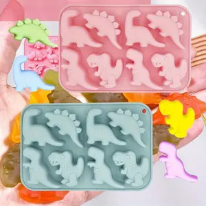 2 Pack Cute Dinosaur Silicone Molds 3D Dinosaur Themed Baking Mould Tray DIY Baking Tool for Chocolate Cake Dessert Candy Mousse Pastry Handmade Soap Cupcake Topper