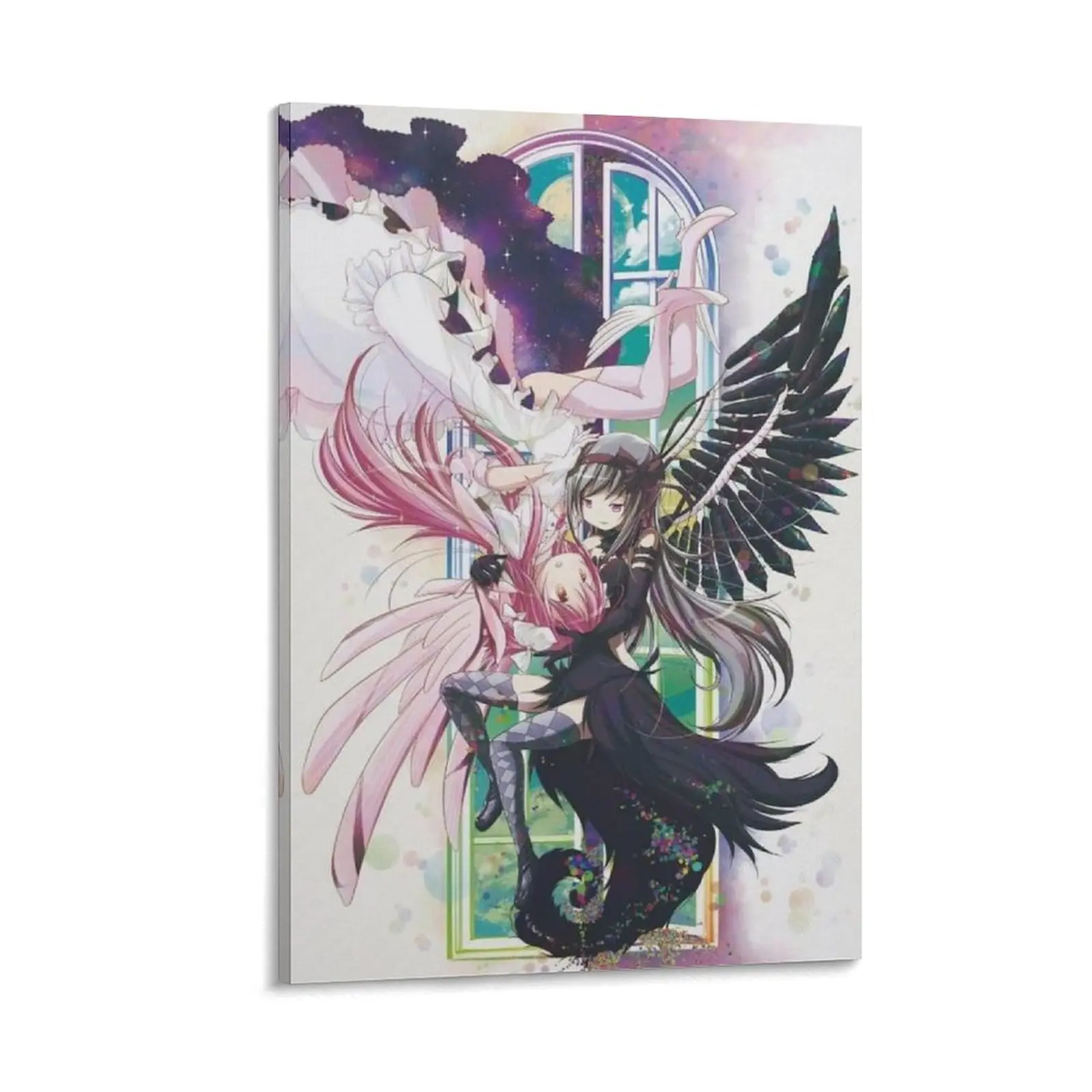 Madoka Magica Puella Magi Anime Game Canvas Posters, Kaname Madoka & Akemi Homura Wood-Framed Aesthetic Prints, Home Decor for Bedroom & Office, Wall Ornaments & Gift Options